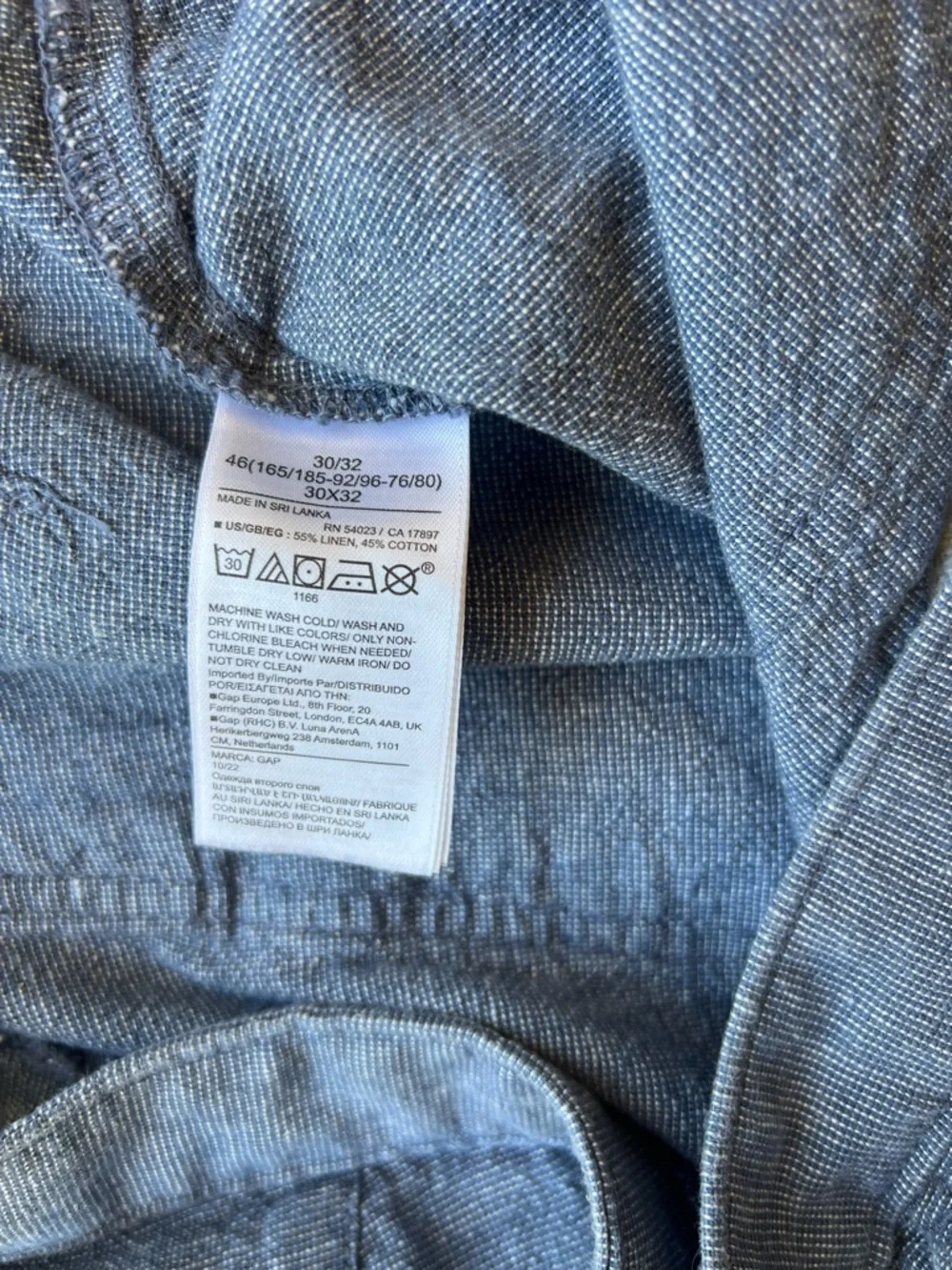 Gap Utility Linen Blend Blue Pants Mens 30 x 32